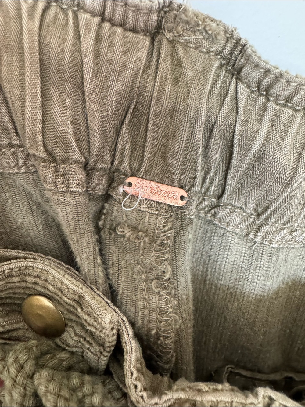 Free People Olive Brown Corduroy Cargo Pants - Picture 2 of 5